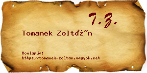 Tomanek Zoltán névjegykártya